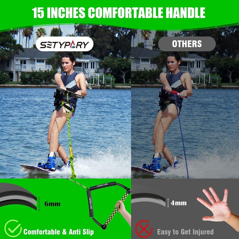 SETYPARY 75FT Wakeboard Rope and Handle, Floating Water Ski Rope for Watersports, 4 Sections Ski Ropes for Water Skiing, Kneeboarding, Wakeboarding - Image 3
